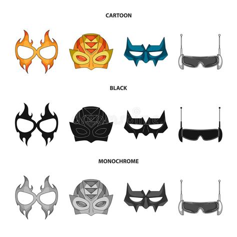 Superhero Mask Set Icons In Outline Style Big Collection Of Superhero