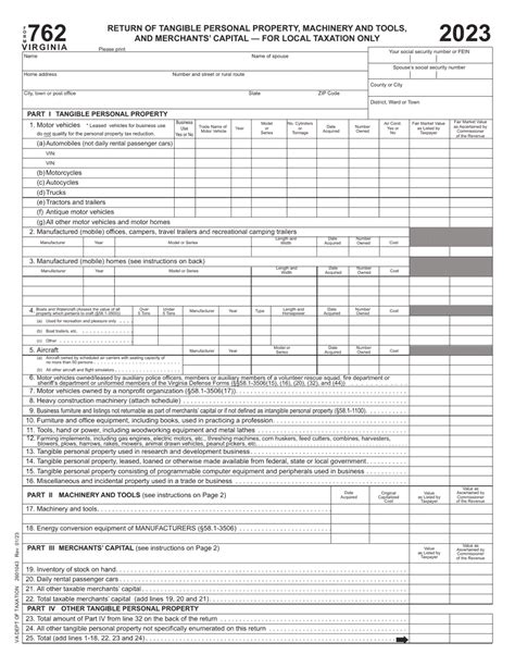 Form 762 Download Fillable Pdf Or Fill Online Return Of Tangible