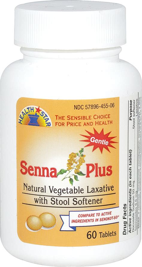 Health Star Senna Plus Natural Laxative With Stool Softener 60 Tablets Puritan S Pride
