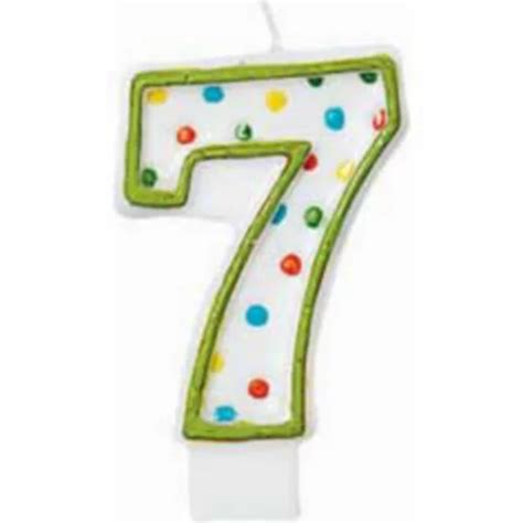 Green Outline Number 7 Birthday Candle 1 12in X 3in Party City