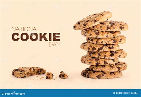 National Cookie Day Poster With Yummy Freshly Chocolate Chip Cookies