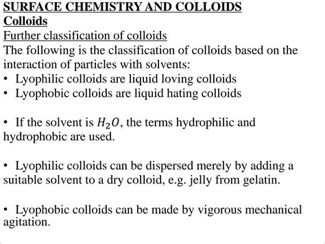 Solution Lecture 32 Scc Further Classification Of Colloids Studypool