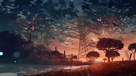 Anime Scenery Sunset 4k Landscape Wallpaper Anime Scenery Wallpaper