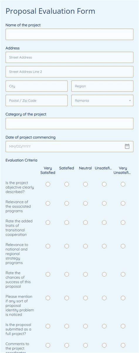 Proposal Evaluation Form Template 123 Form Builder