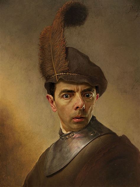 O ator britânico rowan atkinson, de 65 anos de idade, mais conhecido por interpretar mr. Fotoserie: Mr. Bean gephotoshopt in historische portretten ...