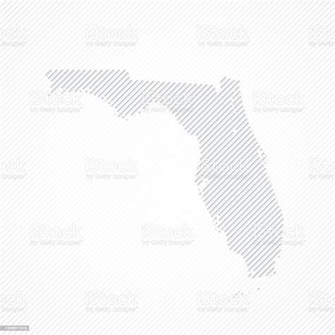 Mappa Della Florida Disegnata Con Linee Su Sfondo Bianco Immagini