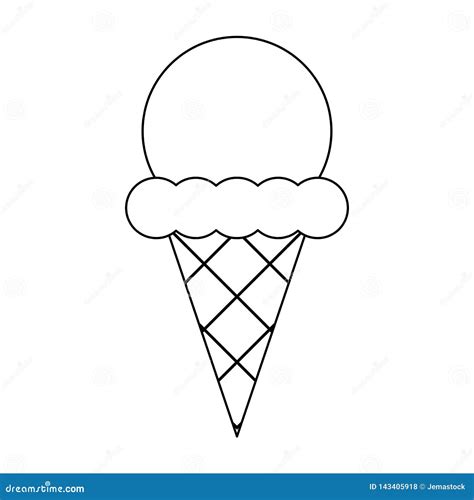 Historieta Del Cono De Helado En Blanco Y Negro Ilustración del Vector