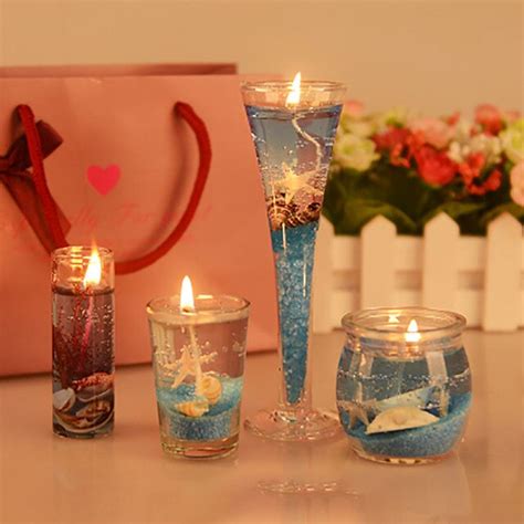 4pcs Romantic Ocean Jelly Creative Candle Party Wax Tea Light Birthday