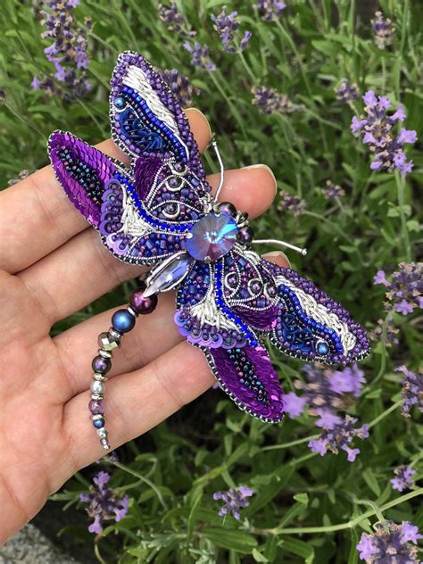 Purple Dragonfly Brooch For Butterfly Lover Cobalt Insect Pin Etsy In