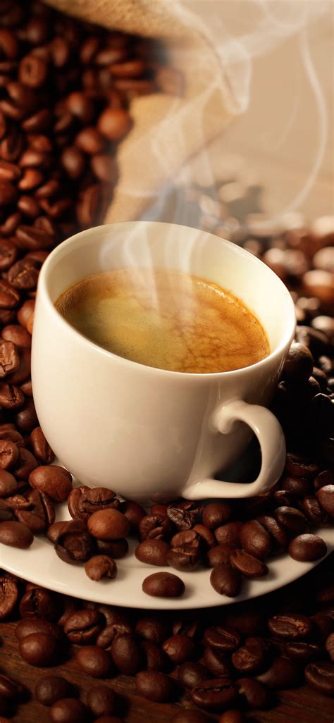 Wallpaper One Cup Coffee Steam Many Coffee Beans 5120x2880 Uhd 5k