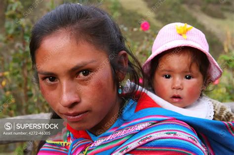 South America Peru Cusco Yanama Quechua Mother In The High Andes