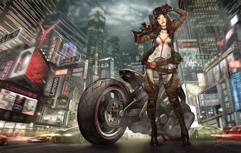 Wallpaper Girl The City Asian Girl Motorcycle City