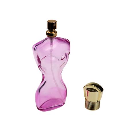 Elegent Pink Women Body Shape 70ml Glass Perfume Bottle With Gold Cap