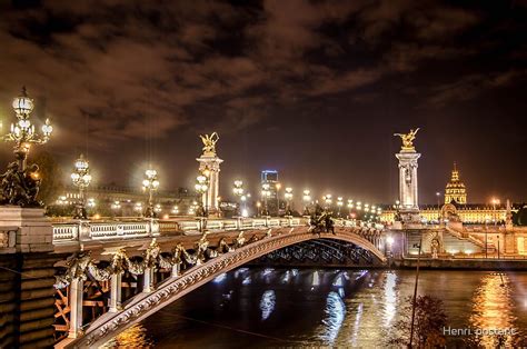 Alexander Iii Bridge In Paris France At Night By Hpostant Redbubble