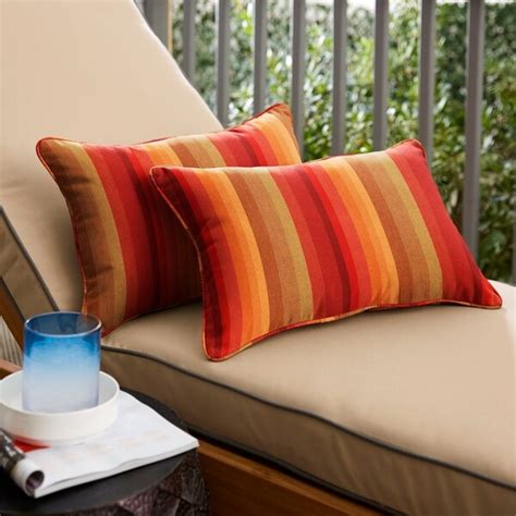 Shop Sunbrella Red Stripe Indooroutdoor Lumbar Pillow Set Of 2 On