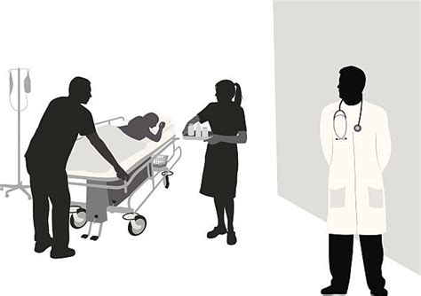 Patient Hospital Bed Silhouette Illustrations Royalty Free Vector