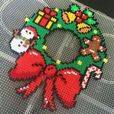 Christmas Wreath Perler Beads By Frnicole Hama Beads