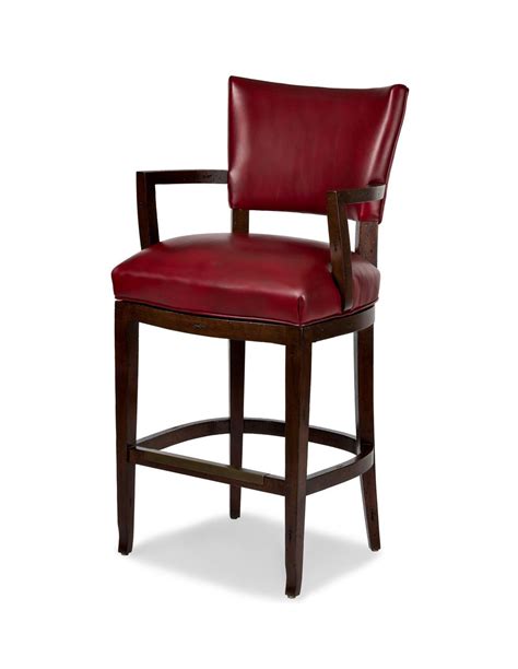 Red Leather Bar Stool With Arms