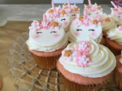 Homemade Unicorn Cupcakes From Fondant With Cream Cheese Frosting On