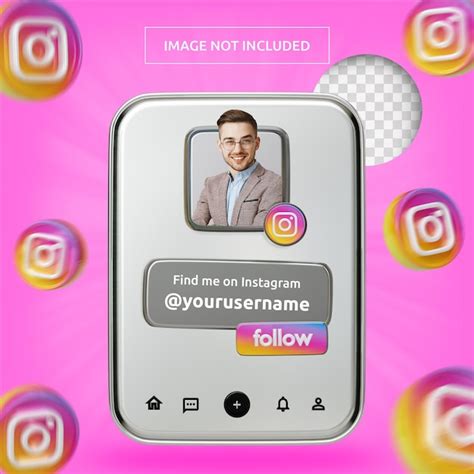 Premium Psd Banner Icon Profile On Instagram 3d Rendering Label Isolated