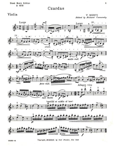 Czardas Violin Sheet Music Free Sheet Music