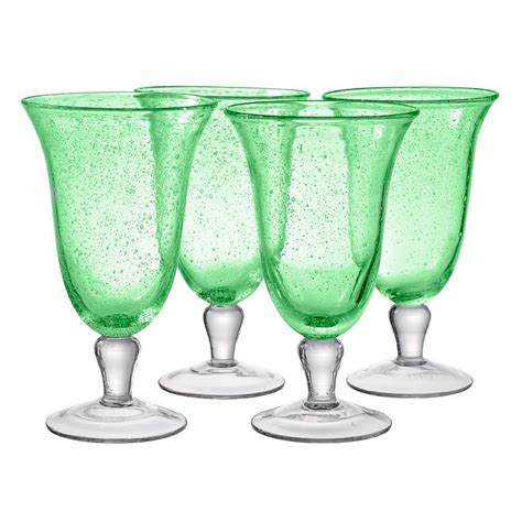 artland iris 4 pc footed iced tea glass set iced tea glasses green bubble summer pool party