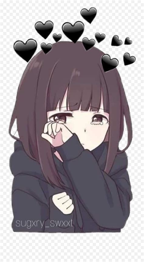 Cute Depressed Sad Girl Sticker Sad Anime Girl Emojisad Girl Emoji