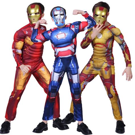 Boy Iron Man Muscle Ironman Superhero Fancy Dress Kids Fantasy Comics