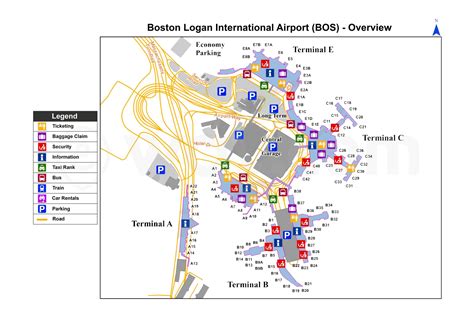 Boston Logan International Airport Map Bos Airport Map