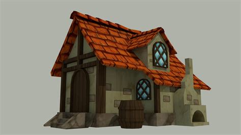 Artstation Stylized 3d Hut 3d Hand Painted Hut Low Poly Hand