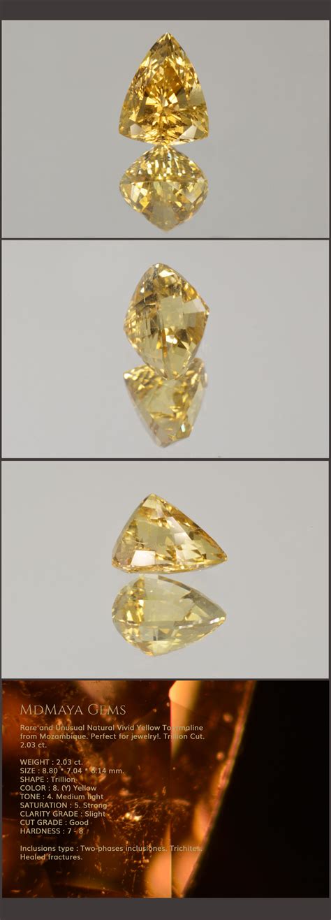 Rare And Unusual Natural Vivid Yellow Tourmaline From Mozambique