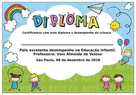 Diploma Certificado Infantil No Elo7 Kim Arte Digital B0624e