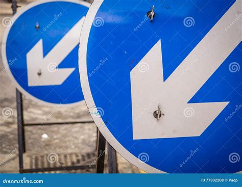 Blue Round Road Signs Stock Photo Image Of Safety Metal 77302208