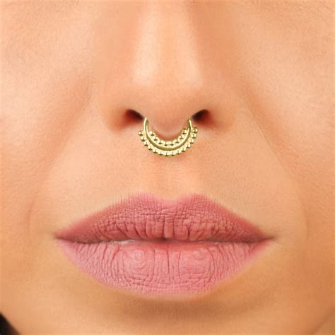 solid gold septum jewelry gold septum ring gold septum etsy