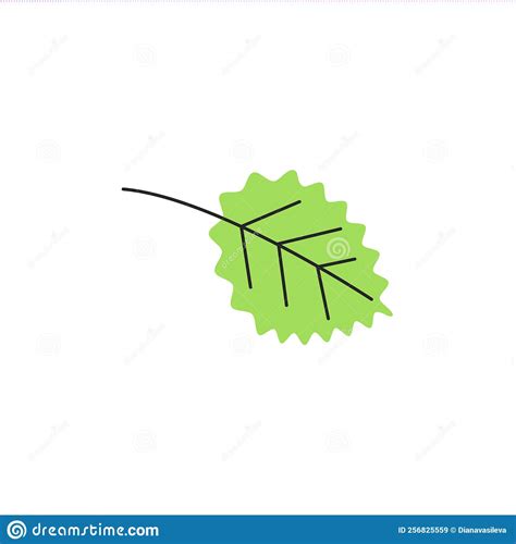 Light Green Aspen Leaf Silhouette Isolated On White Stock Vector