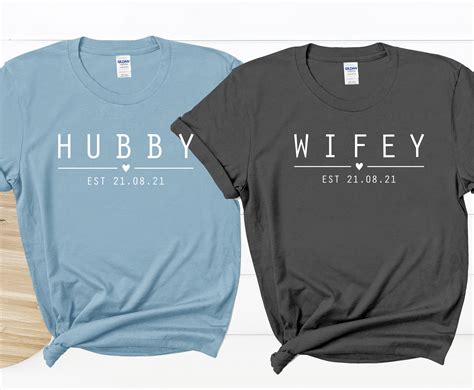 wifey hubby couple tshirts husband wife shirt wedding etsy