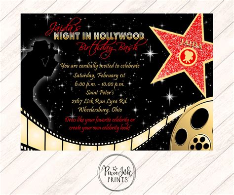 Red Carpet Invitation Hollywood Party Invite Red Carpet Etsy Red