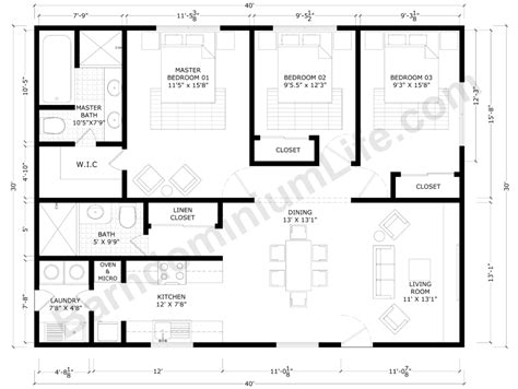 30x40 Open Floor Plans 30x40 Metal Home With Carport The Alkire