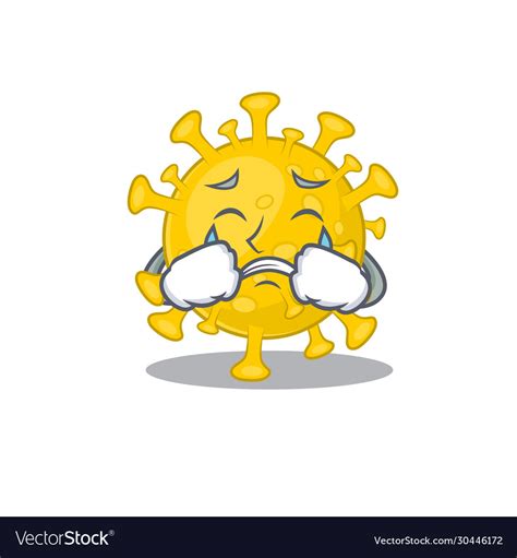 A Crying Corona Virus Diagnosis Cartoon Mascot Vector Image