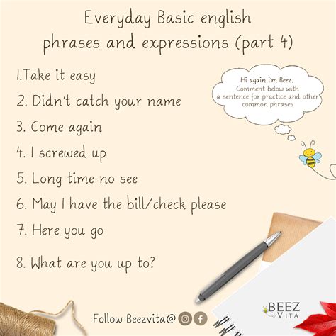 Beez Vita Everyday Basic English Phrases And Expressions Part 4