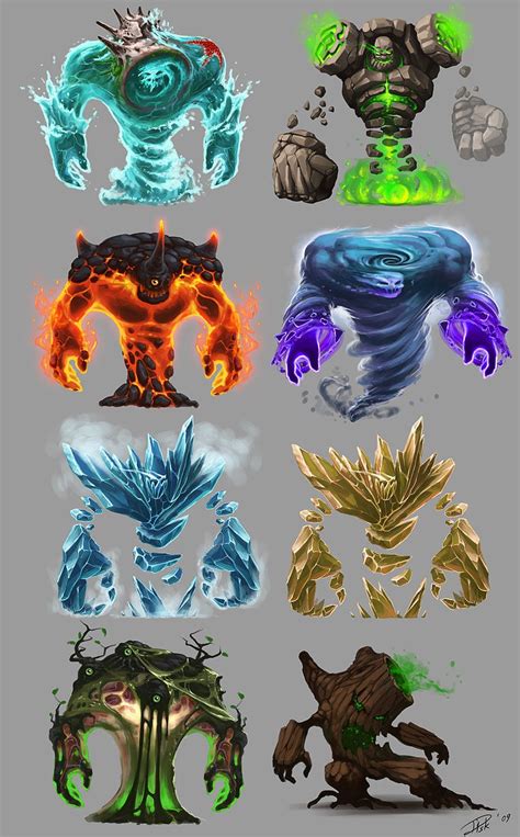 Elementalsgolems By D1sk1ss On Deviantart Monster Art Monster Concept