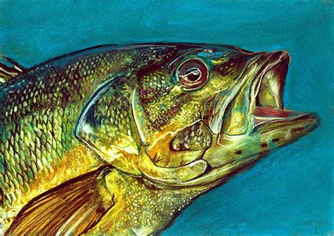 Buy Huge Bass Fishing Painting Original Artwork 23 X32 Sports Fishin In