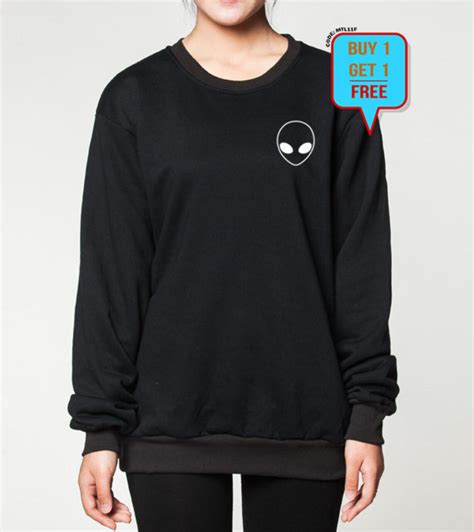 Alien Sweatshirt Sweater Shirt Pocket Printed Long Sleeve T Etsy