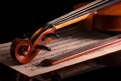 El Rizo De Las Notas De Un Violín Y De La Música Aisladas En Negro