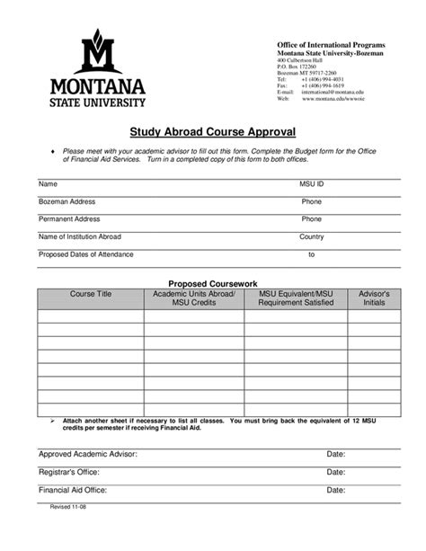 Fill Free Fillable Forms Montana State University Bozeman