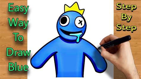 How To Draw Character Of Rainbow Friends Roblox Drawing Blue Easy