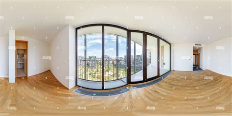 360° View Of Panorama Of Modern White Empty Loft Apartment Interior