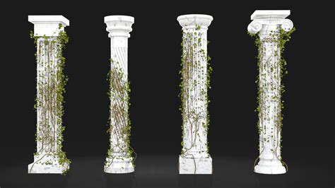 Animated Ivy On Columns 3d Model Cgtrader