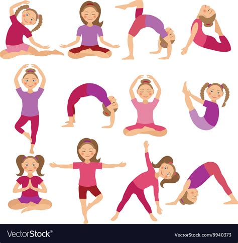 Kids Yoga Poses Child Doing Royalty Free Vector Image