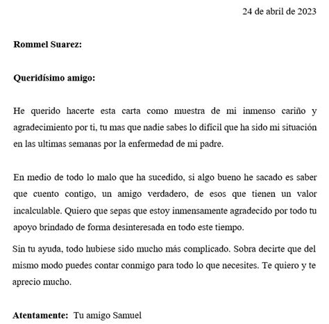 Carta De Agradecimiento A Un Amigo Modelo Y Cómo Hacerla